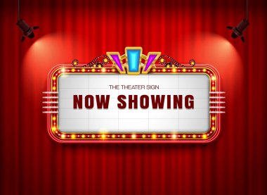 Tiyatro işareti retro Projektör Perdesi üzerinde