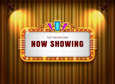 Tiyatro işareti retro Projektör Perdesi üzerinde