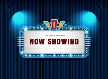 Tiyatro işareti retro Projektör Perdesi üzerinde