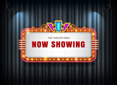 Tiyatro işareti retro Projektör Perdesi üzerinde