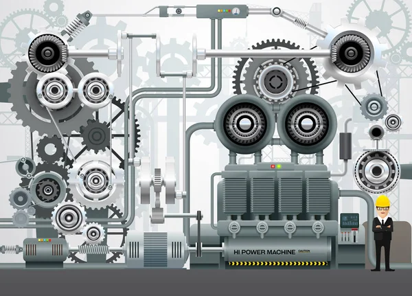 Industriële machines fabriek engineering Bouwmachines — Stockvector