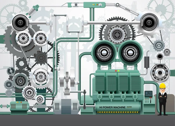 Industriella maskiner factory engineering anläggningsmaskiner — Stock vektor