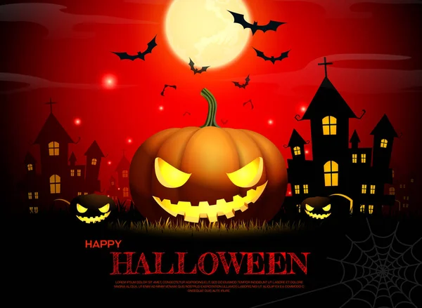 Halloween pompoen horror achtergrond — Stockvector