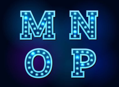 ışık yazı tipi alfabesi metin parlak vektör çizim