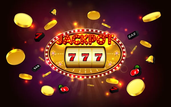Джекпот щасливий виграє казино з золотим ігровим автоматом — стоковий вектор