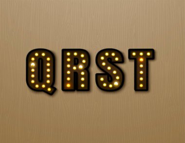 Ampul Işık yazı tipi ahşap desen