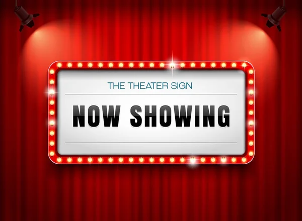 Theater sign on curtain — Stock Vector