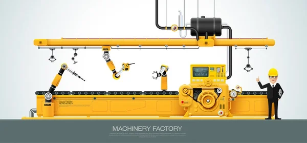Βιομηχανική μηχανή εργοστάσιο κατασκευής εξοπλισμού μηχανικής ve — Διανυσματικό Αρχείο