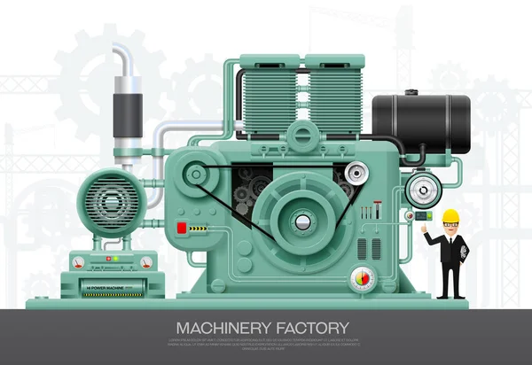 Motor de máquina industrial Equipo de construcción de fábrica motor — Archivo Imágenes Vectoriales