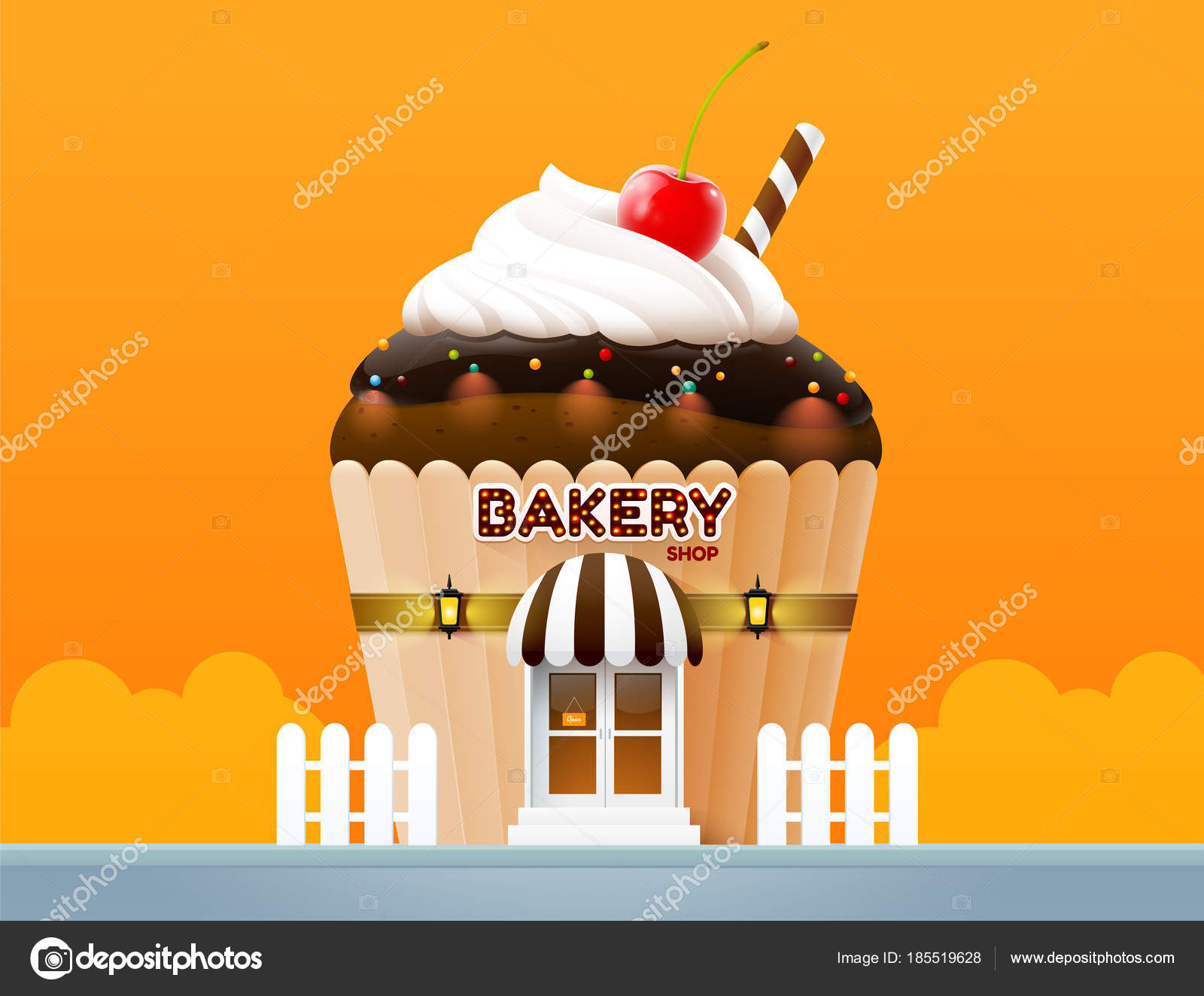 Bakery cake shop store building front vector illustration Stock Vector  Image by © #185519628