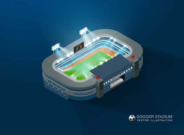 Estadio de fútbol noche isométrica — Archivo Imágenes Vectoriales