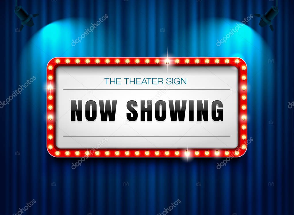theater sign on curtain with spot light 