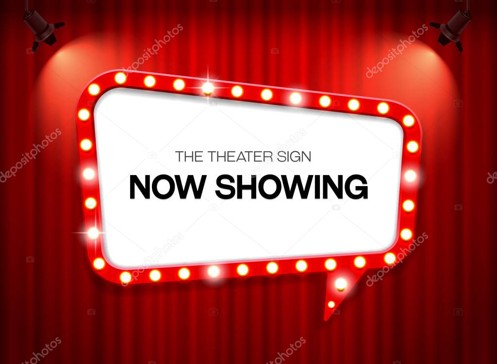 theater sign on curtain with spot light