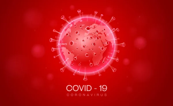 Covid Corona Virüs Salgını Dünya Boyutlu Vektör Çizimi — Stok Vektör