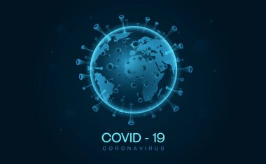 covid 19 corona virüs salgını Dünya 3 boyutlu vektör çizimi