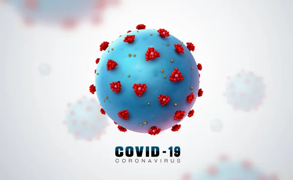 Coronavirus Covid Mikroskop Monitör Vektör Illüstrasyonunda Gerçekçi Tarzda — Stok Vektör