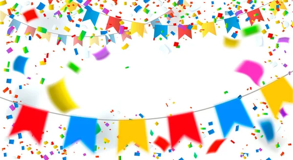 Celebración. Brillante colorido vector confeti fondo — Vector de stock