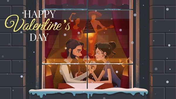 Restaurant. Valentine's Day. Guy and the girl a romantic meeting — Stock Photo, Image