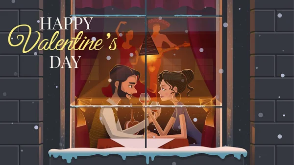 Restoran. Sevgililer günü. Adam ve kız romantik bir toplantı