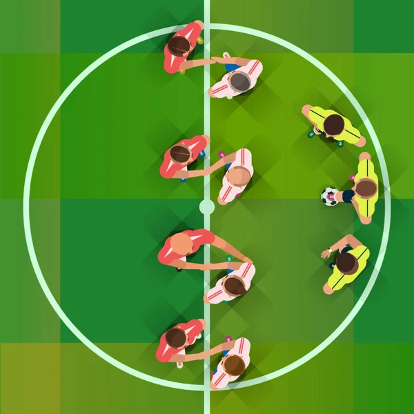 Futbol. Karşılıklı iki futbol pass maçtan önce. Hakem hazır.