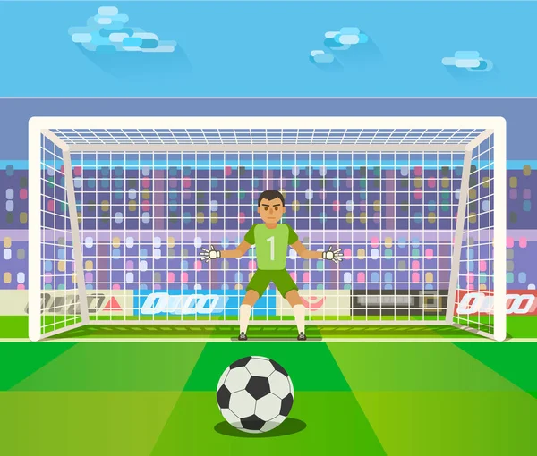 Futebol. Goleiro, ilustração vetorial de goleiro prepara-se para penalizar — Vetor de Stock