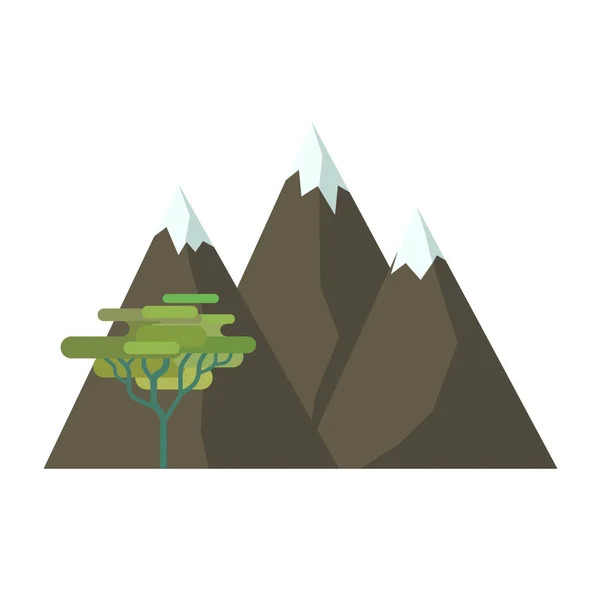 Les montagnes et l'arbre — Image vectorielle