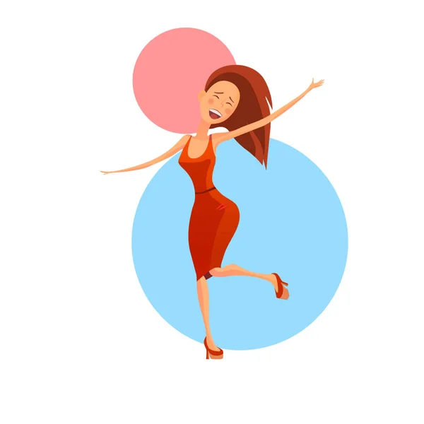 Cheerful dancing woman — Stock Vector