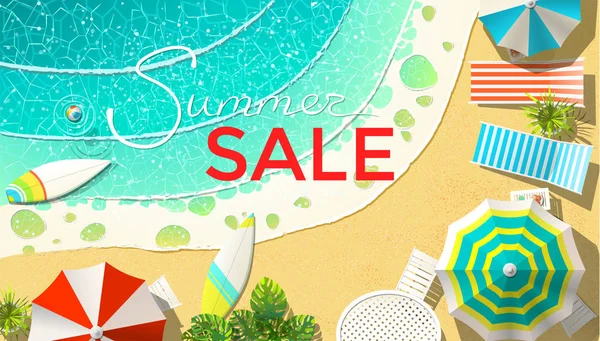 Anuncio de venta de verano en playa — Vector de stock