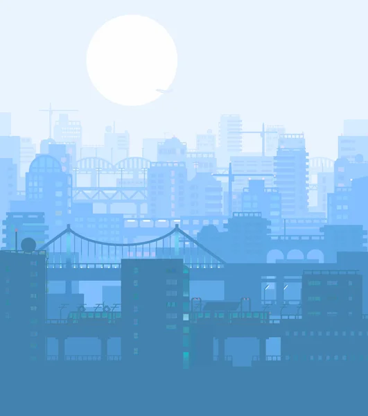 蓝色的城市建筑景观 — 图库矢量图片