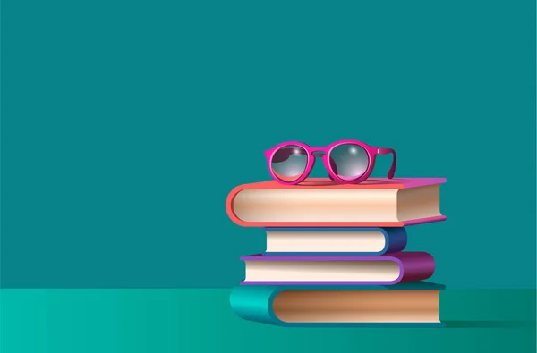 Glasses on stacked books — Stock Photo, Image