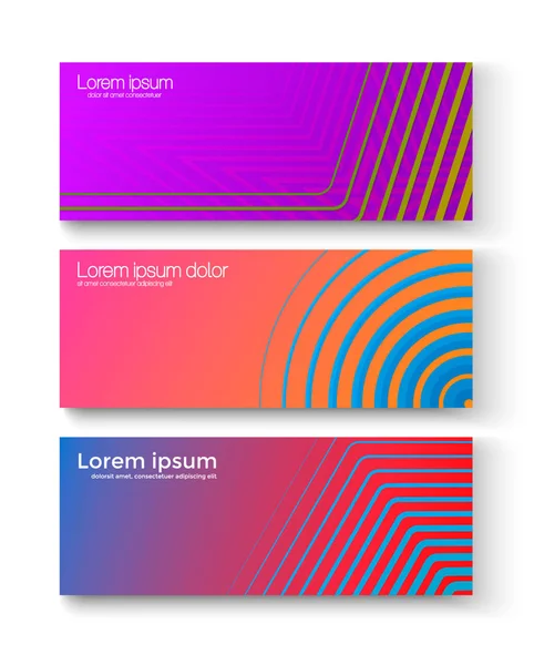 Conjunto de banderas de colores. Conjunto de diferentes banners geométricos brillantes en gráfico vectorial . — Vector de stock