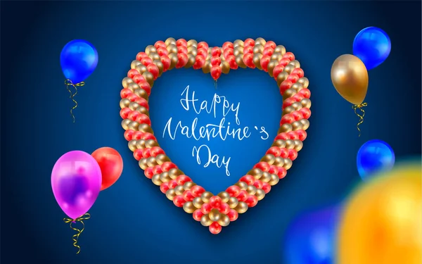Mutlu Sevgililer günü. Gerçekçi renkli konfeti ile kutlamalar için uçan balon. Moda tasarım öğesi Sevgililer s gün. İllüstrasyon — Stok fotoğraf