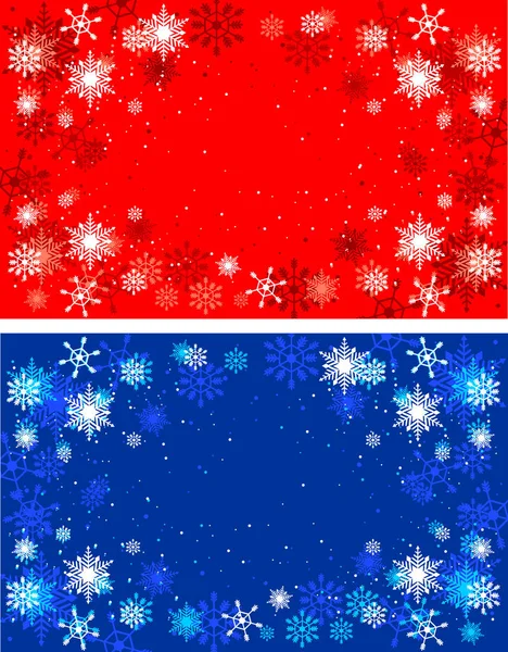 Invierno fondos rojos y azules. Fondo de Navidad con nieve — Vector de stock