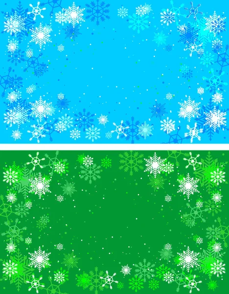 Fondo verde y azul navideño. Fondo de invierno con sno — Vector de stock