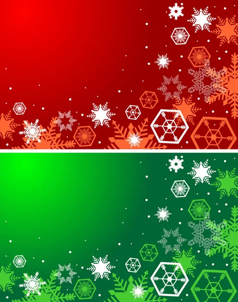 Hiver milieux rouge et vert. Fond de Noël avec neige — Image vectorielle