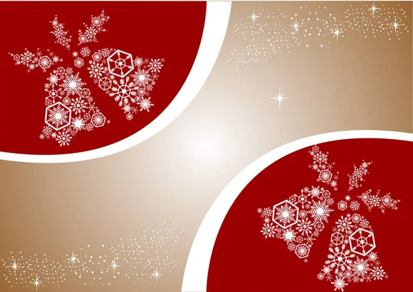 Fehér karácsonyi harangok. Piros és arany háttér. Holiday kártya wit — Stock Vector