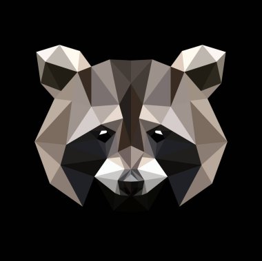 Rakun bir çokgen tarzı. Moda eğilim gösteren resim