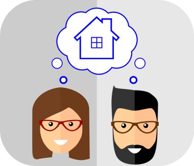 Aile evle ilgili rüyalar. Düz stil. Şık adam wi