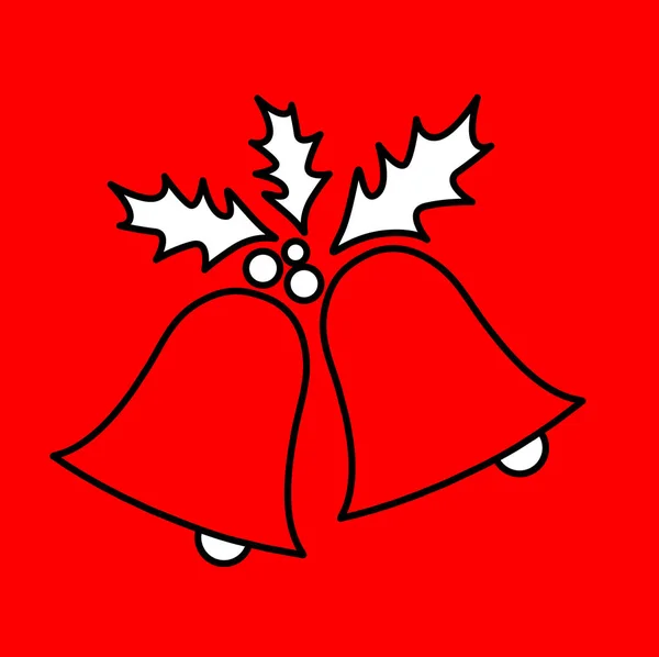 Icône simple avec l'image d'un contour noir cloches de Noël wi — Image vectorielle