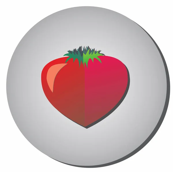 Icono con tomate - estilo plano sobre un fondo gris. Ilustración — Vector de stock