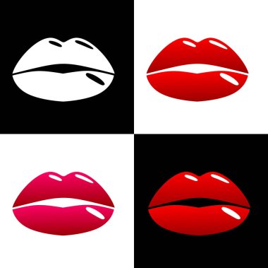 Güzel dudaklar pop sanat tarzı. Kare parçalar halinde cl paterni