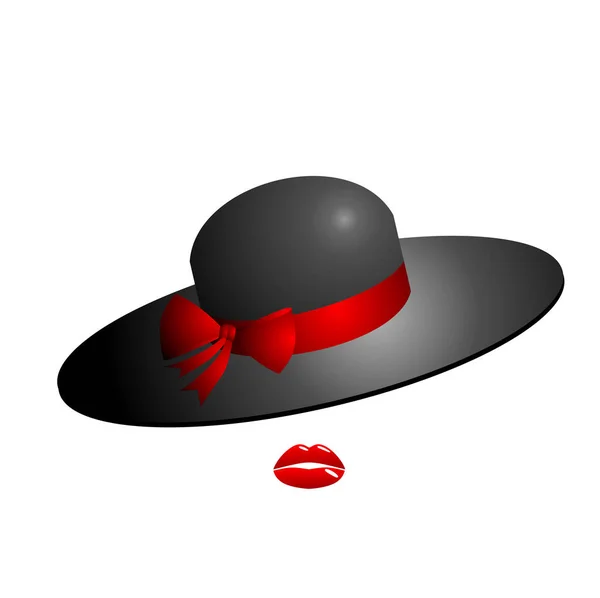 Féminin élégant classique glamour femmes en chapeau noir avec un r — Image vectorielle