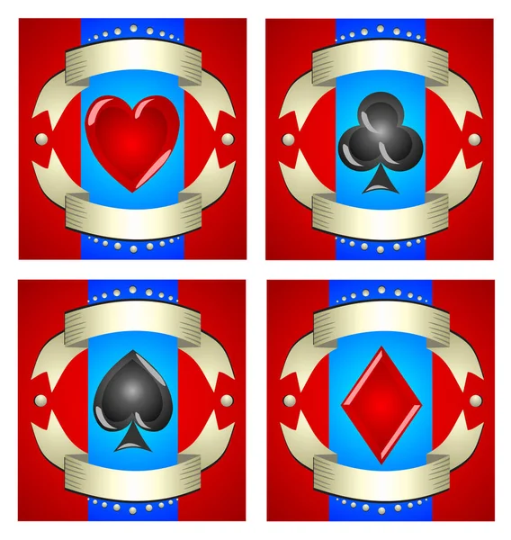 Eine schöne Illustration von Spielkarten für Casinos, Spielautomaten — Stockvektor