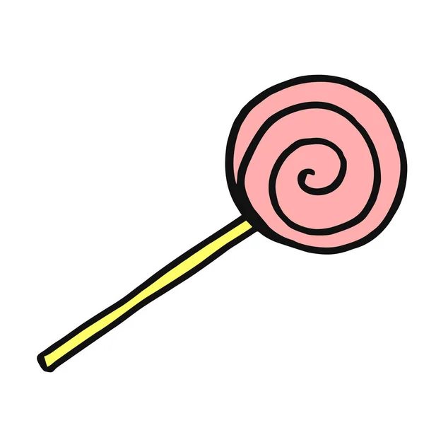 Caramelo de caramelo en un palo. Un manjar clásico para niños y anuncios — Archivo Imágenes Vectoriales