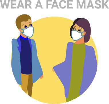 Coronavirus Covid-19 sırasında yüz maskesi takın. Salgın sırasında kontaklar