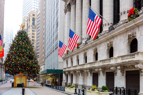 Terkenal Wall Street di New York City, NYC, Amerika Serikat — Stok Foto