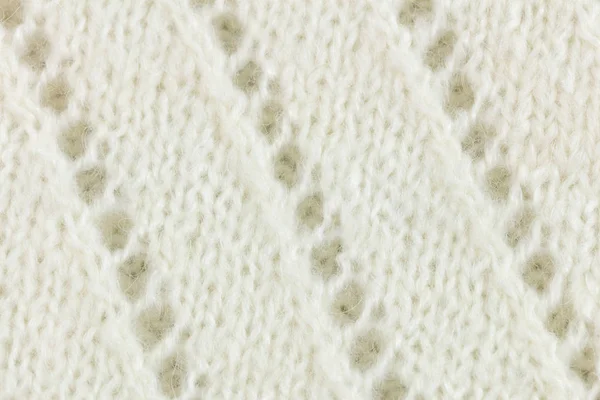 Witte wol gebreide stof textuur achtergrond — Stockfoto