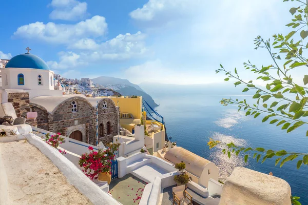 Krásný Den Romantický Čas Slavném Ostrově Santorini Resort Město Oia — Stock fotografie