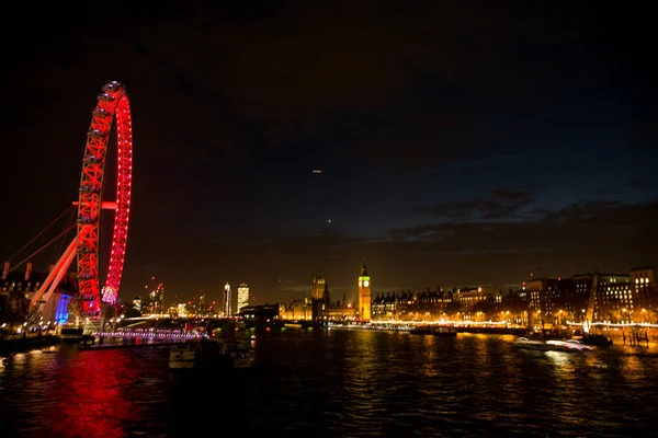 London Eye widok w nocy — Zdjęcie stockowe