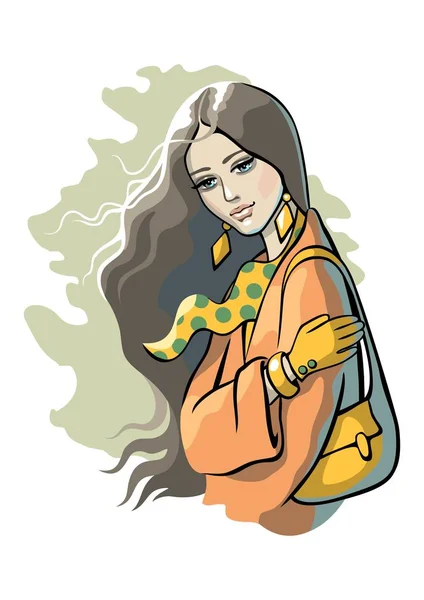 Young Woman with bag — Stock Vector
